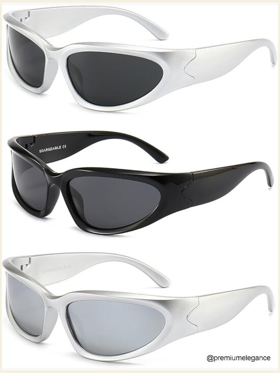 Y2K 3Pack Polarized Wrap Around Sunglasses Unisex Fashion Sport Shades main image 5